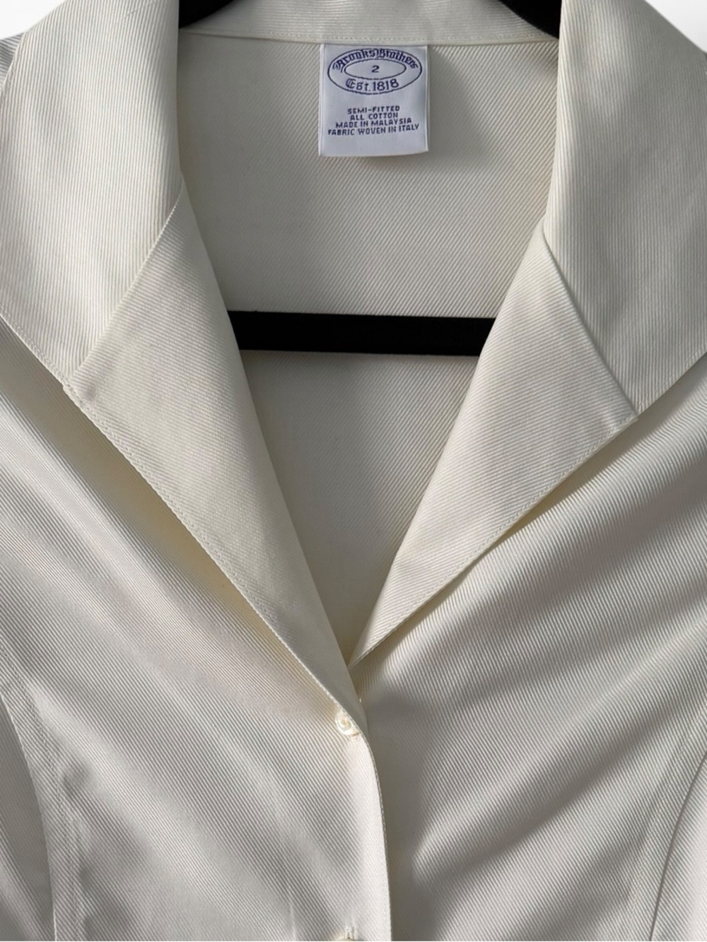 Brooks Brothers 1818 White Semi-Fitted Cotton Button Front Blouse Size 2 - Picture 6 of 6